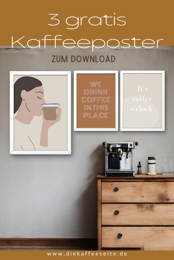 Poster mit Kaffee-Spruch für die Wohnung oder das Büro kostenlos herunterladen und ausdrucken. PDF-Format